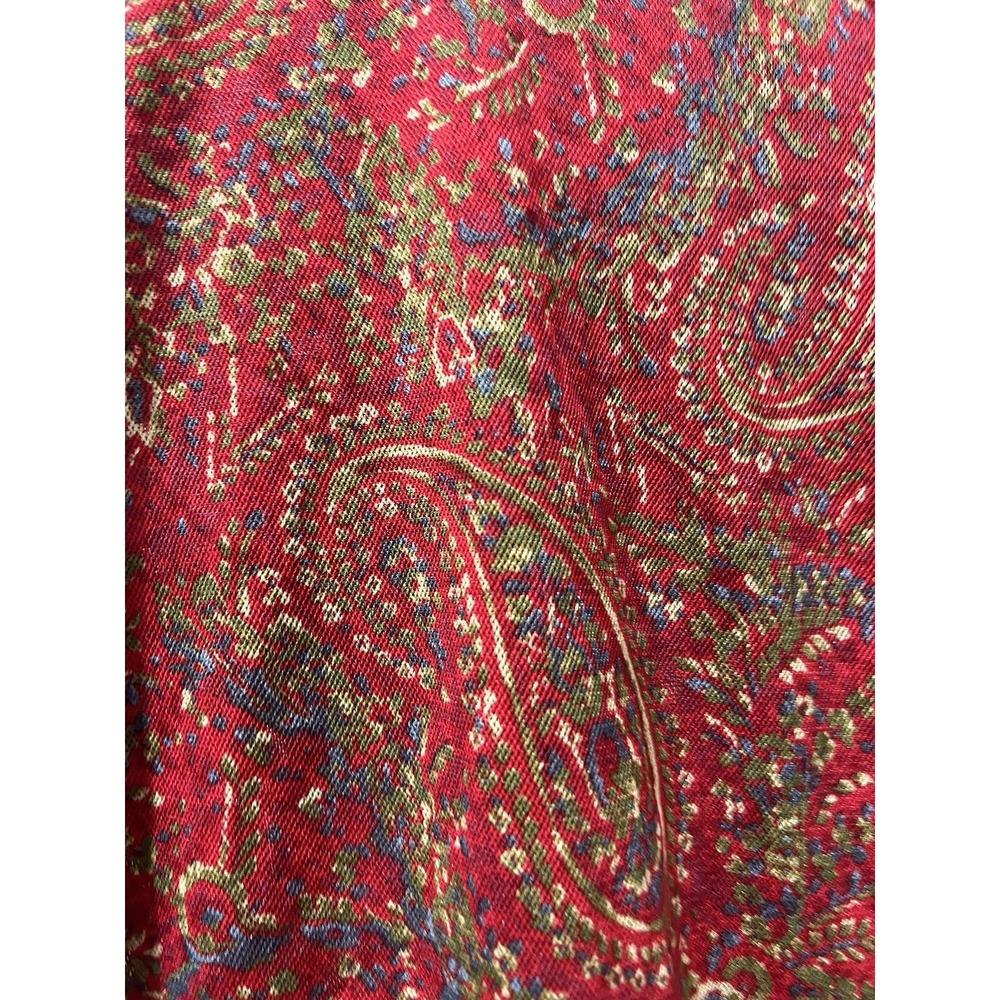 Chaps Ralph Lauren Red Paisley Mesh Ruffle V Neck Blouse Top XL 3/4 Sleeve - Picture 9 of 9